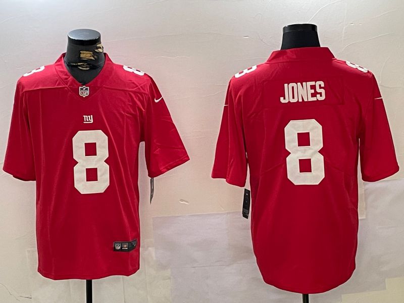 Men New York Giants #8 Jones Red 2024 Nike Vapor Limited NFL Jersey style 1->new york giants->NFL Jersey